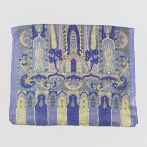 Vintage Pierre Balmain Paris Scarf Purple Lavender Paisley Sheer Gauze Wrap Shawl Designer French Accessory Large Rectangular Scarf