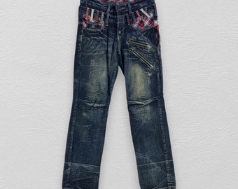 Vintage japanska märket Roddie Jeans Hiphop Streetwear Jeans Dubbelmidjade Jeans Punk Denim Dragkedja Denimbyxor Harajukubyxor