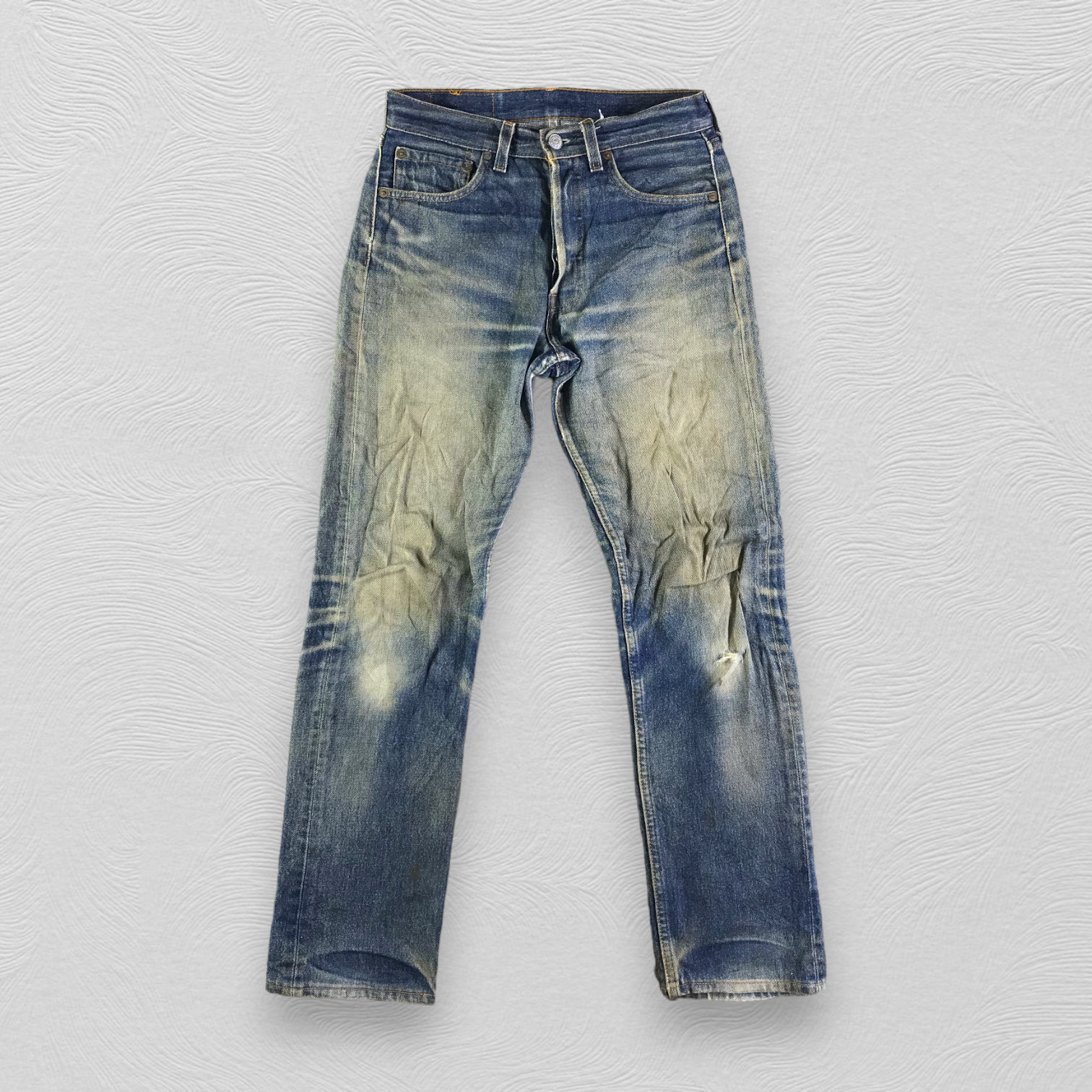 USA製 90s Levi's 501XX Denim Jeans Damage Vintage 90s Levis 501 Jeans Rusty Wash Levi's Faded Blue