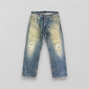 vintage Subciety Selvedge Jeans Denim vieilli Jean bleu délavé Subciety Redline Denim de la marque japonaise