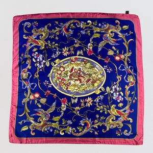 Vintage Courreges Silk Scarf, Classic 90s Floral Scarf, Square Scarf, Women Accessories Carre Scarf, Neckerchief, Neck Scarf, Body Wrap