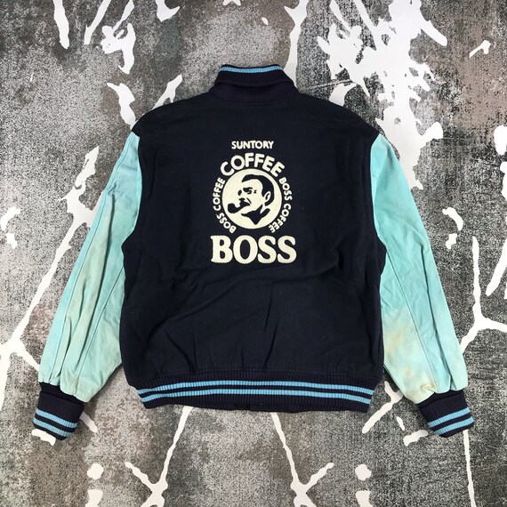 BOSS - Varsity-style jacket with monogram-embossed leather sleeves