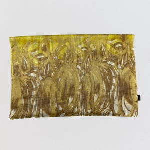 Christian Lacroix Vintage Designer Scarf Yellow Brown Abstract Floral Sheer Large Rectangle Shawl Wrap Lightweight Gauzy Luxury Accessory