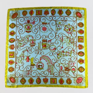 Vintage Longchamp Silk Scarf, Longchamp Twill Silk Scarf, Longchamp Silk Muffler, Longchamp Neck Scarf, Body Wrap, Abstract Silk Scarf