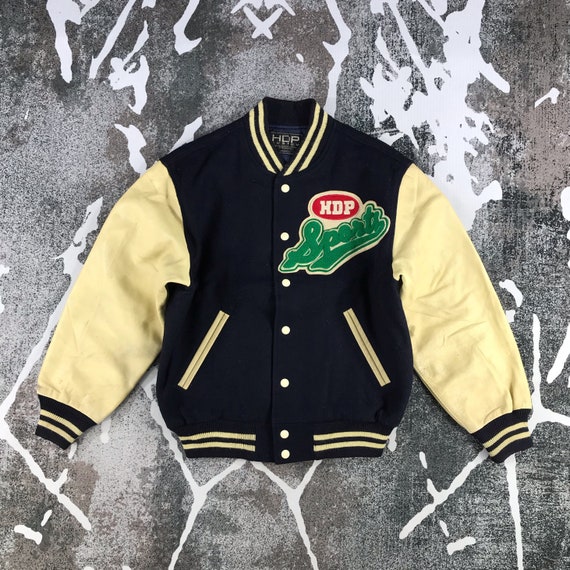 Vintage HDP Sports Van Jac Varsity Jacket Letterman Jacket Wool Leather Jacket Vintage High School Jacket Street Wear Jacket Size Medium