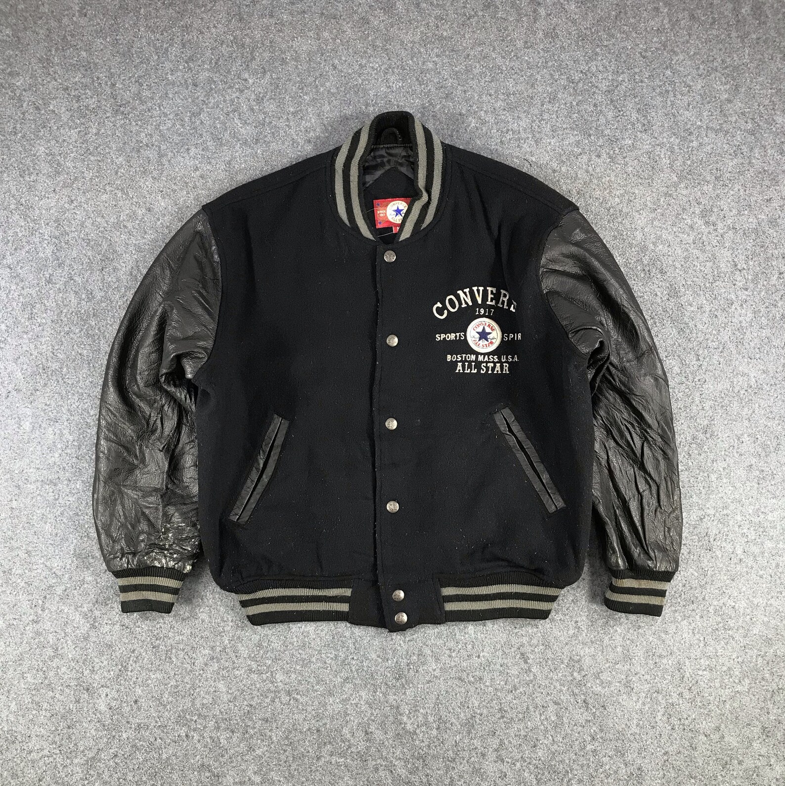 Vintage 90s Converse Varsity Jacket Letterman Jacket Leather - Etsy