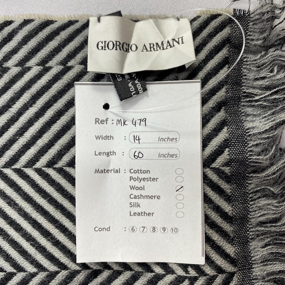 Vintage GIORGIO ARMANI Scarf | Herringbone Pattern | Black & Grey