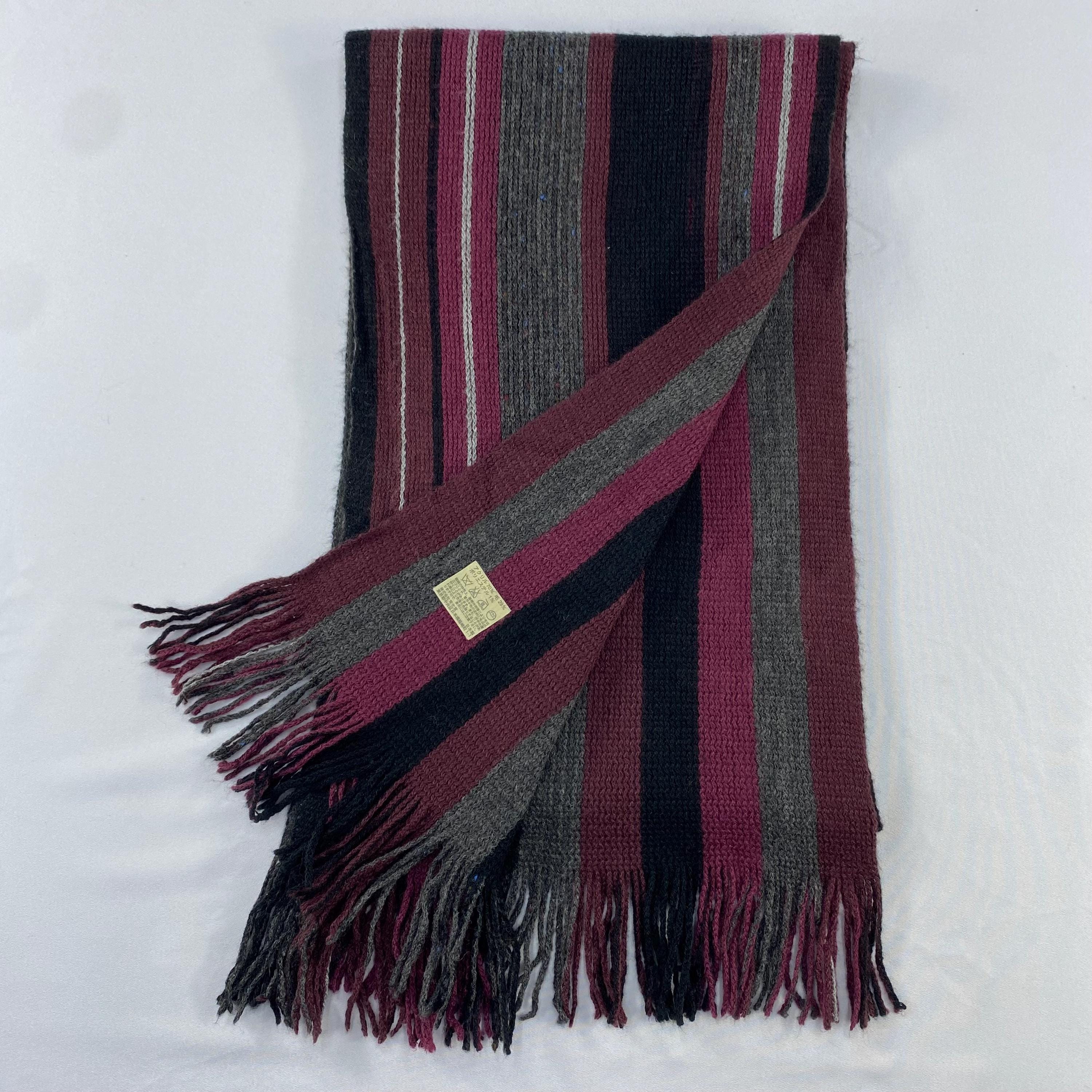 DKNY Striped Wool Blend Scarf Made in Japan, Vintage Donna Karan