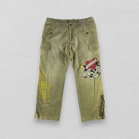 パンツ vintage Ed Hardy docking check trousers Vintage Ed Hardy Baggy Cargo Pants Printed Pants Streetwear
