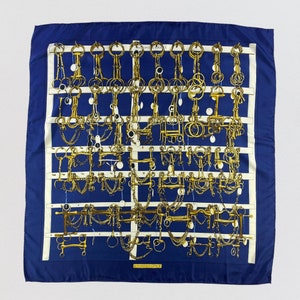 Vintage 90s Hermes Pochette Gavroche "MORS ET FILETS" Silk Scarf, Vintage Silk Muffler, Vintage Neck Scarf, Vintage Neck Accessories