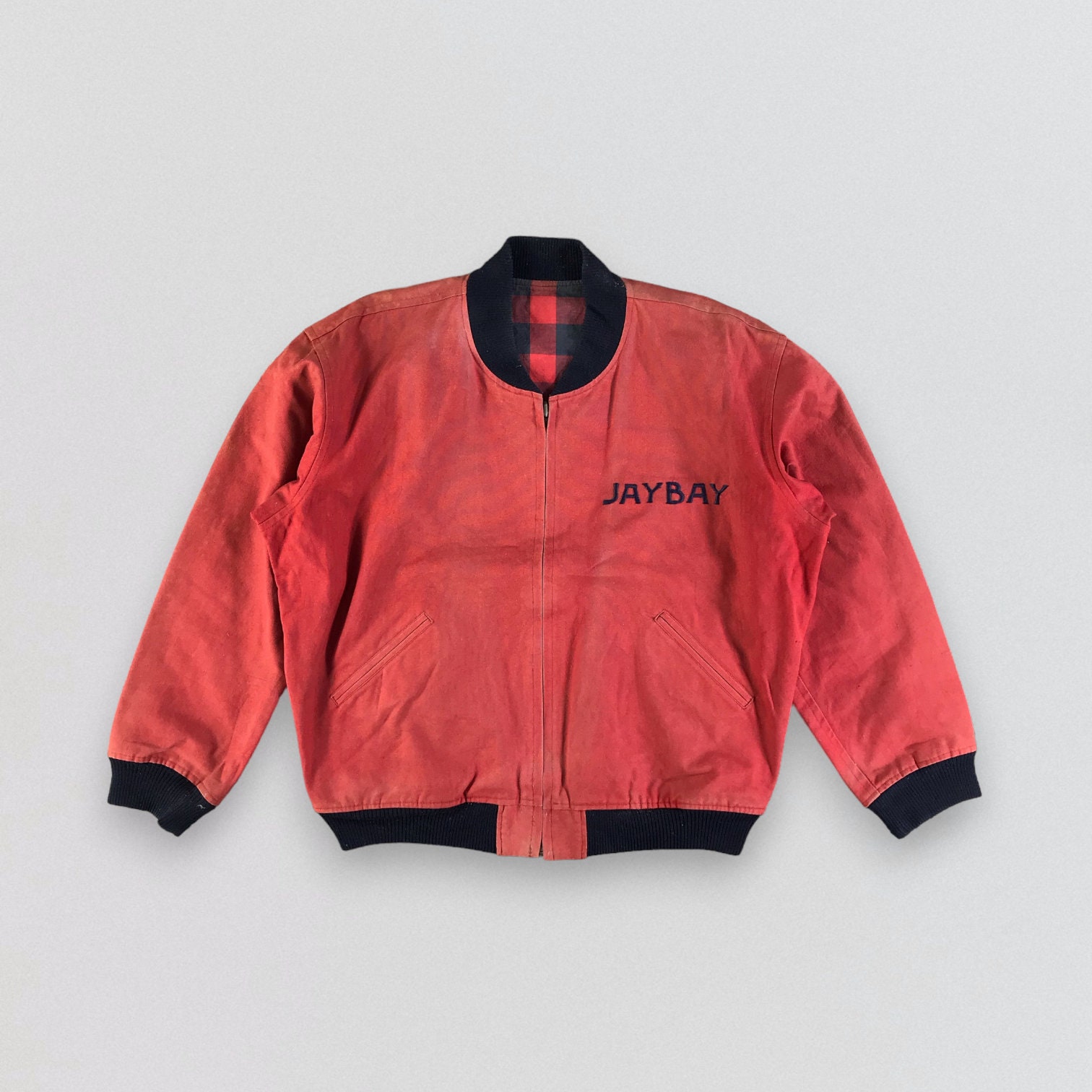Vintage JUST BIGI Reversible Bomber Jacket | Red Plaid & Caribbean 