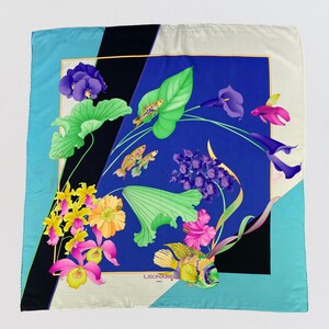 Vintage Leanard Silk Scarf, Twill Silk Scarf, Vintage Silk Muffler, Multicolor Scarf, Neckerchief, Neck Scarf, Body Wrap, Neck Scarves