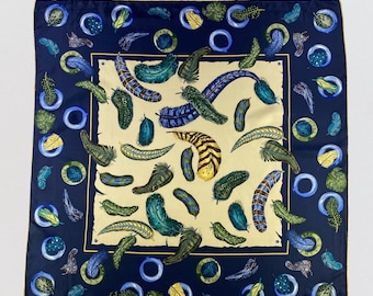 Vintage Celine Shawl, Celine Silk Scarf, Celine Silk Muffler, Celine Square Scarf, Vintage Celine Neckerchief, Celine Bandana