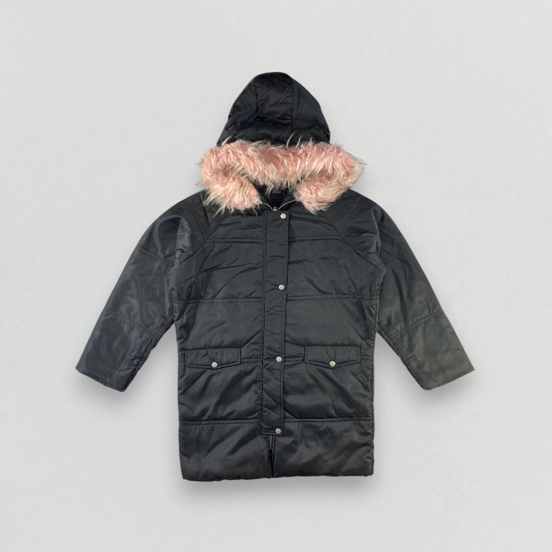 Vintage Japanese Brand Jacket Faux Fur Hooded Jacket Puffer Jacket