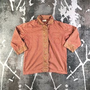 Vintage Etro Paisley zijden overhemd knop omhoog maat Medium