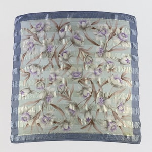 Vintage Japanese Brand Silk Scarf Hand Rolled Floral, Shawl, Neckwear , Neckerchief, Foulard Carre, Neck Scarve, Wrap Top, Floral Silk Scarf