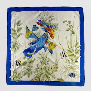 Vintage Gucci Silk Scarf Gucci Silk Muffler Gucci Neck Scarf Gucci Foulards Gucci Square Scarf Gucci Blue Scarf Gucci Flower Scarf