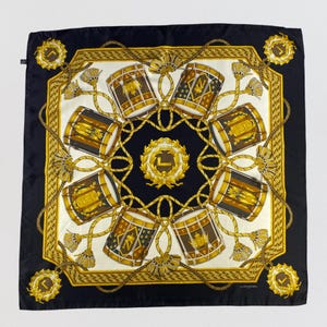 Vintage Lancel Silk Scarf, Twill Silk Scarf, Vintage Silk Muffler, Vintage Neck Scarf, Vintage Neck Accessories, Vintage Italian Silk Scarf