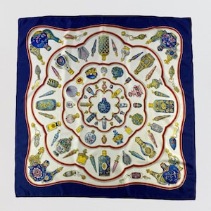 Vintage Hermes CARRE 90 Pourvu qu' on ait l' ivresse Scarf,Navy Silk Scarf, Silk Muffler, Vintage Neck Scarf, Vintage Neck Accessories