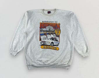 Vintage 90s Hightstown Police by EXCL Sweatshirt Sun Faded Sweatshirt Sweater Jumper Pull Over Size Double Extra Large