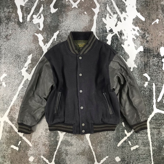 Vintage Hush Puppies Varsity Jacket Letterman Jacket Vintage Leather Jacket High School Jacket Street Wear Jacket Size Medium