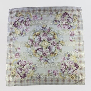 Vintage Rudolph Valentino Silk Scarf, 90s Floral Scarf, Square Scarf, Women Carre Scarf, Neckerchief, Neck Scarf, Body Wrap, Silk Scarf