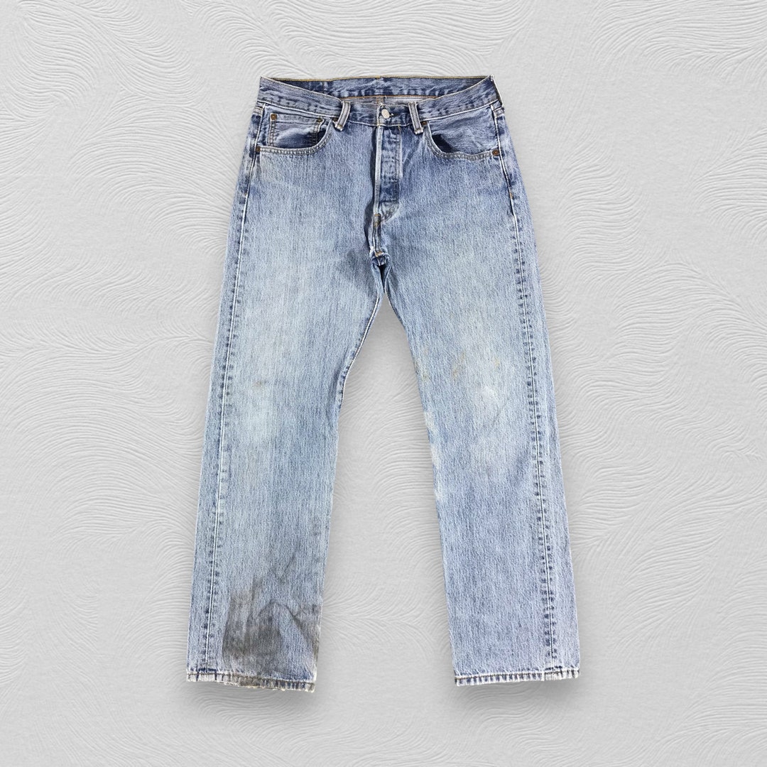 Jean Levi's 501 Relaxed Distressed W34 L34 - Bleu Stonewash, Occasion Bon état, Style Skate/grunge