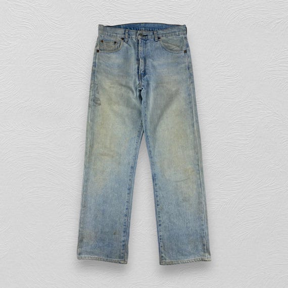 Vintage Levis 504 Jeans Made In Japan 1991 Light Wash Distressed Cotton Denim Straight Leg Pants Thrashed Workwear Grunge Streetwear W30 L29