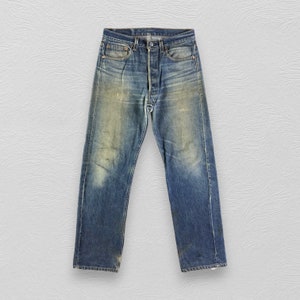 Vintage 90s Levis 501 Jeans Levis Medium Wash Levi&#39;s Rusty Blue Vintage Levis 501 Jeans Distressed Denim  High Waist Jeans Size 32x29.5