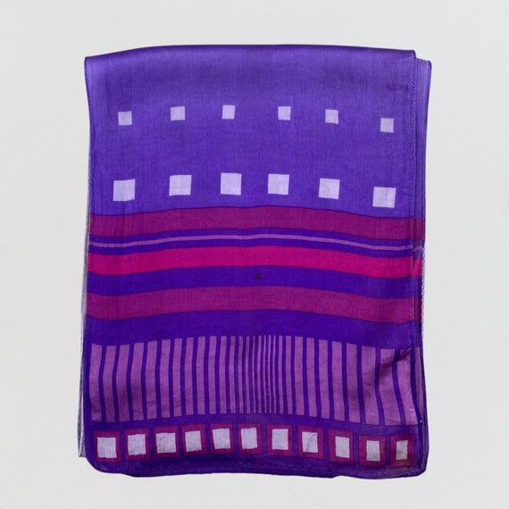 Vintage Elaine Gold for Collection XIIX Silk Scarf Purple Pink Geometric Striped Mod Accessory Handcrafted 100% Silk Scarf Square Small