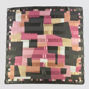 Vintage Japanese Silk Scarf, Twill Scarf, Silk Muffler, Multicolor Scarf, Neckerchief, Neck Scarf, Wrap, Neck Scarves, Abstract Scarf