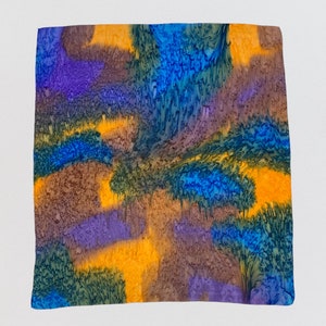 Vintage Silk Scarf, Twill Silk Scarf, Silk Muffler, Multicolor Scarf, Neckerchief, Neck Scarf, Body Wrap, Neck Scarves, Abstract Silk Scarf