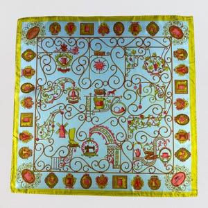 Vintage Longchamp Silk Scarf, Longchamp Twill Silk Scarf, Longchamp Silk Muffler, Longchamp Neck Scarf, Body Wrap, Abstract Silk Scarf