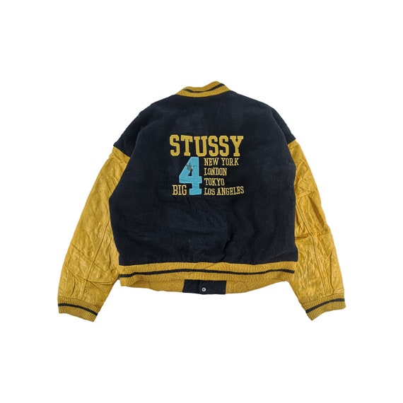 Vintage Stussy Varsity Jacket Wool Size S Leather
