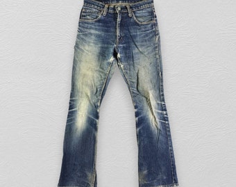 Vintage Blue Blue Japan Jeans Japanese Brand Flare Denim Dirty Blue Wash Bootcut Denim Size 27