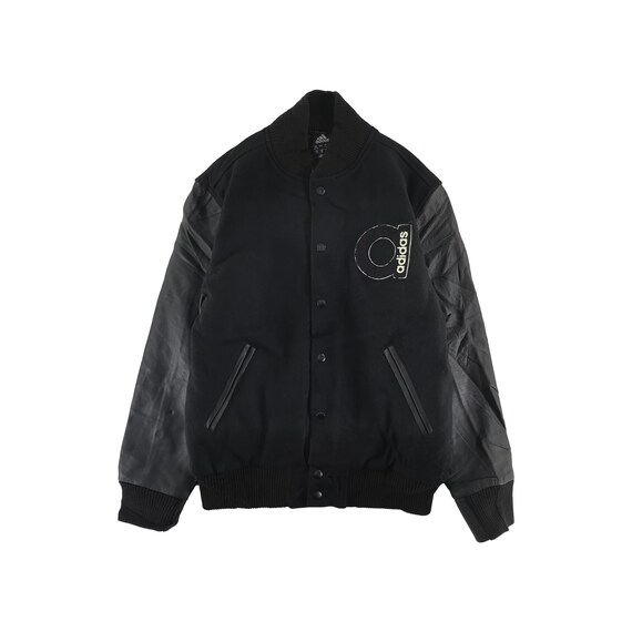 Vintage Adidas Varsity Jacket Wool Size L Black Ja