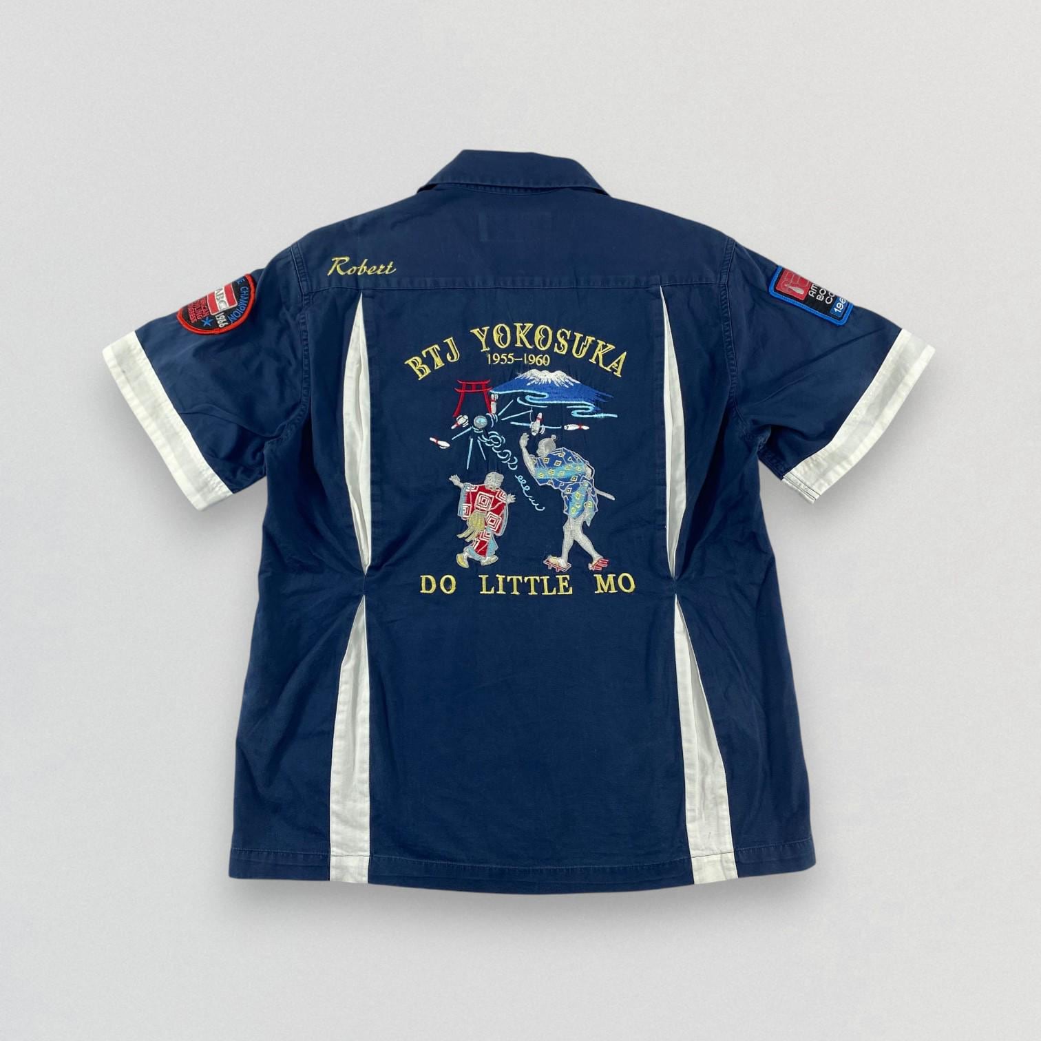 【HOUSTON】BOWLING SHIRT(NEW YORK) Vintage Houston Japan Bowling Shirt Navy Blue | 60s Style