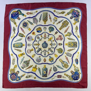 Vintage Hermes Qu importe Le Flacon Catherine Baschet Perfume Silk Scarf , Vintage Silk Muffler, Neck Scarf, Vintage Neck Accessories