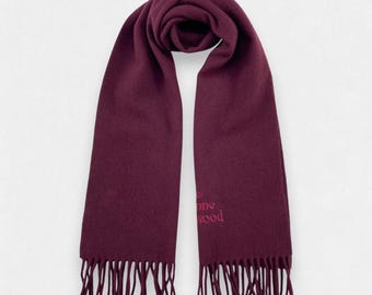 Vintage Vivienne Westwood Red Cashmere Blend Scarf, Embroidered