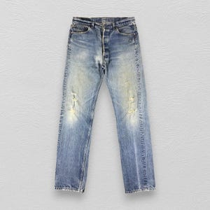 Vintage Levi&#39;s 501 Faded Blue Jeans Light Wash Levi&#39;s Straight Cut Jeans Levi&#39;s 501 Button Fly Denim Levi&#39;s Usa Jeans Size 35x36