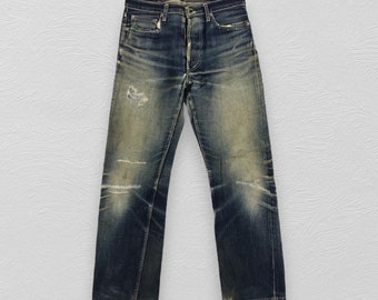 Vintage Omnigod Jeans Japanese Brand Redline Denim Rusty Wash Jeans Distressed Omnigod Selvedge Denim