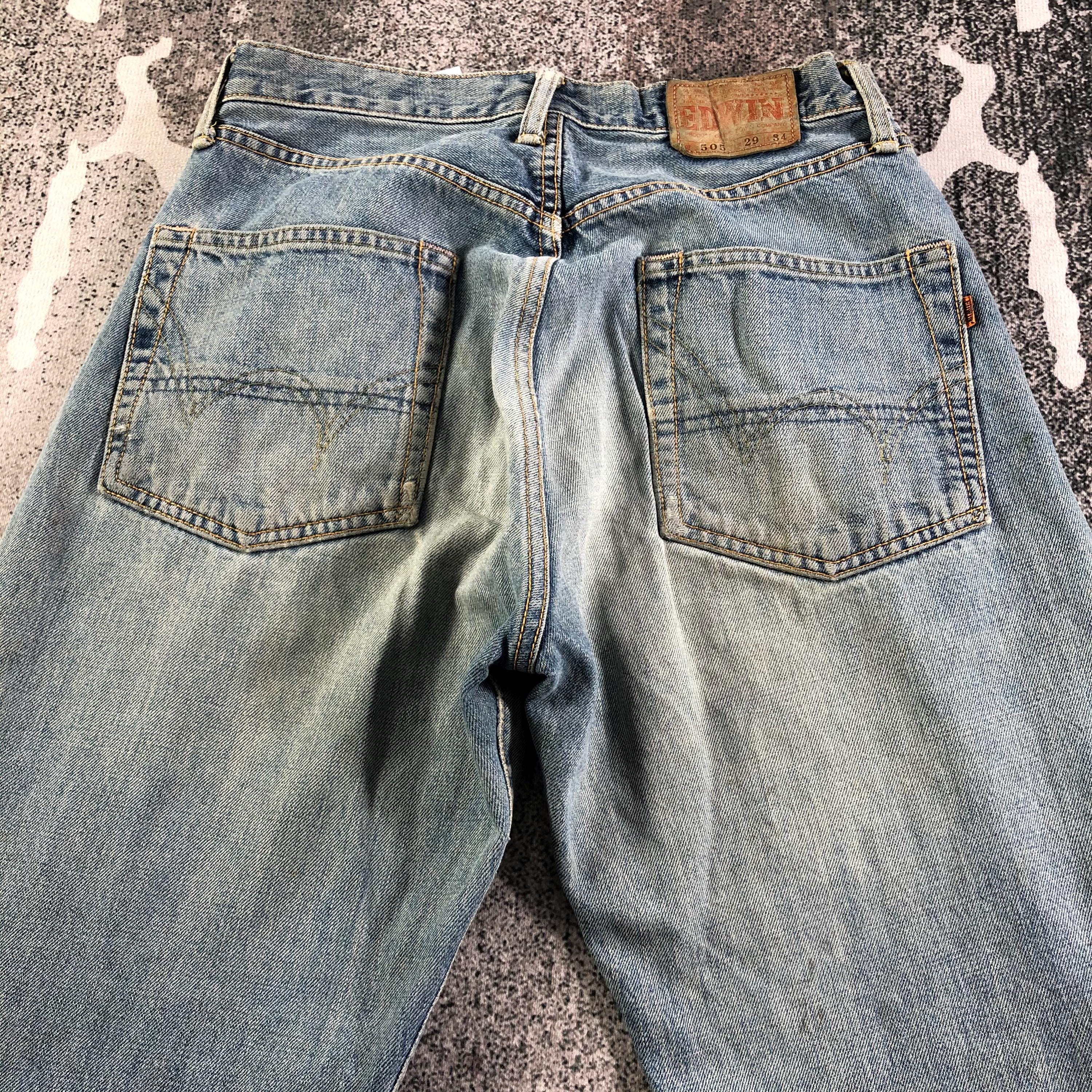 Vintage Edwin 505 Jeans Selvedge Denim Light Wash Jeans High 