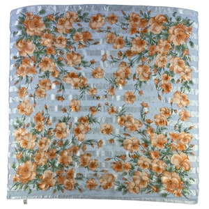 Vintage Silk Scarf, Classic 90s Floral Scarf, Square Scarf, Women Carre Scarf, Neckerchief, Neck Scarf, Body Wrap, Vintage Floral Silk Scarf