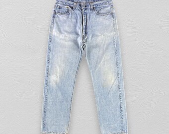 Vintage Levis 501 Jeans Light Wash Jeans Levi's High Waist Jeans Distressed Denim Size 34x30