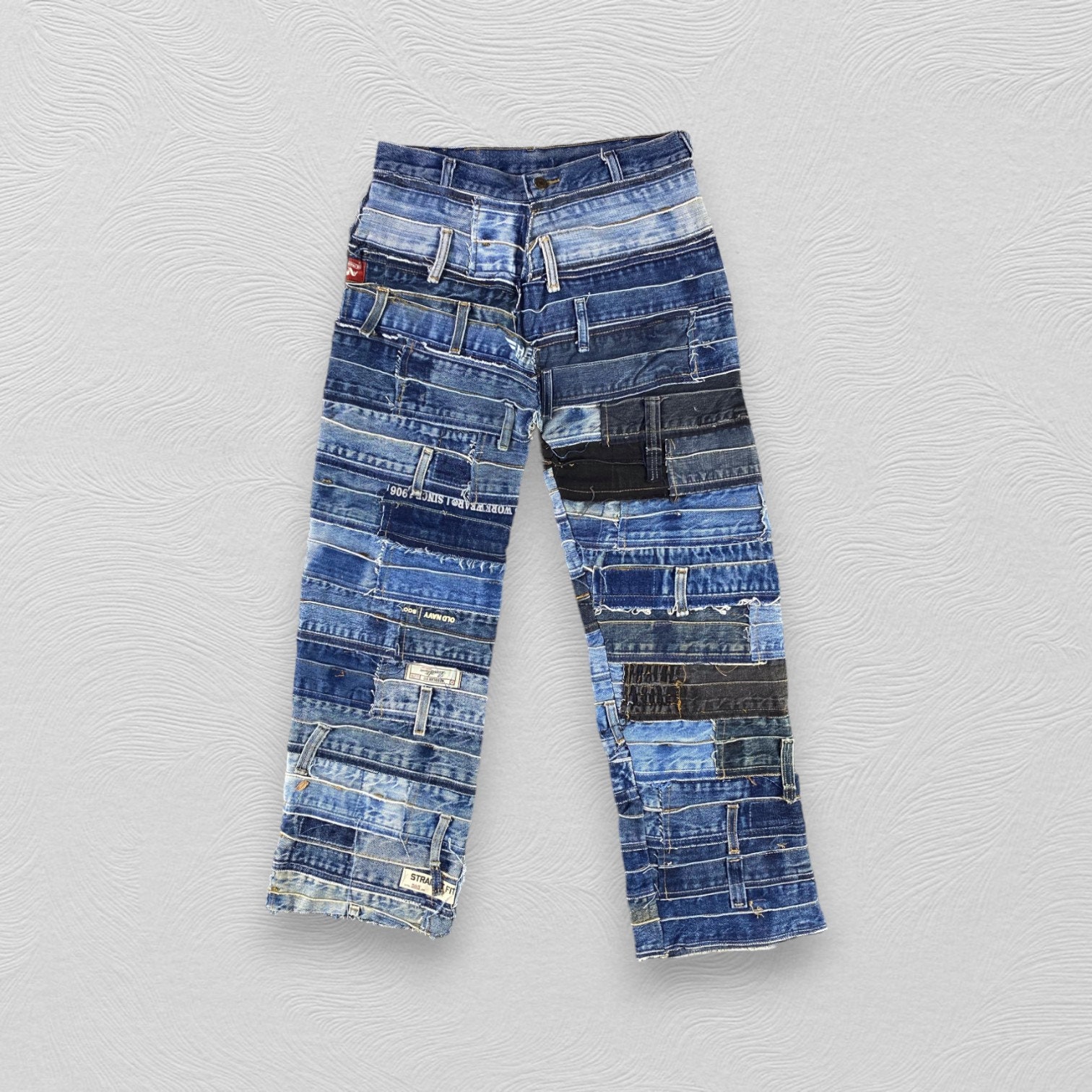 Lightweight Long Upcycled Denim Patchwork Coat / Recycled