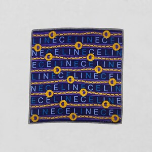 Vintage Celine Handkerchief, Celine Bandana, Celine Neckerchief, Celine Head Scarf, Celine Pocket Square