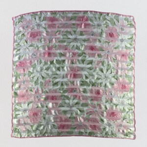 Vintage Silk Scarf Hand Rolled Floral, Vintage Shawl, Neckwear , Neckerchief, Foulards Carre, Neck Scarves, Body Wrap Top, Floral Silk Scarf