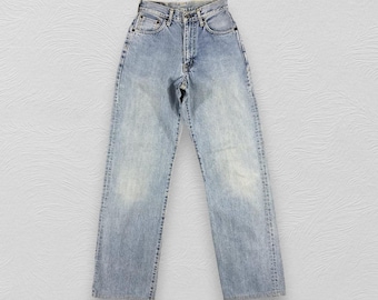 Vintage Edwin 505 Selvedge Jeans Light Wash Jeans High Waist Jeans Distressed Denim Size 25x30