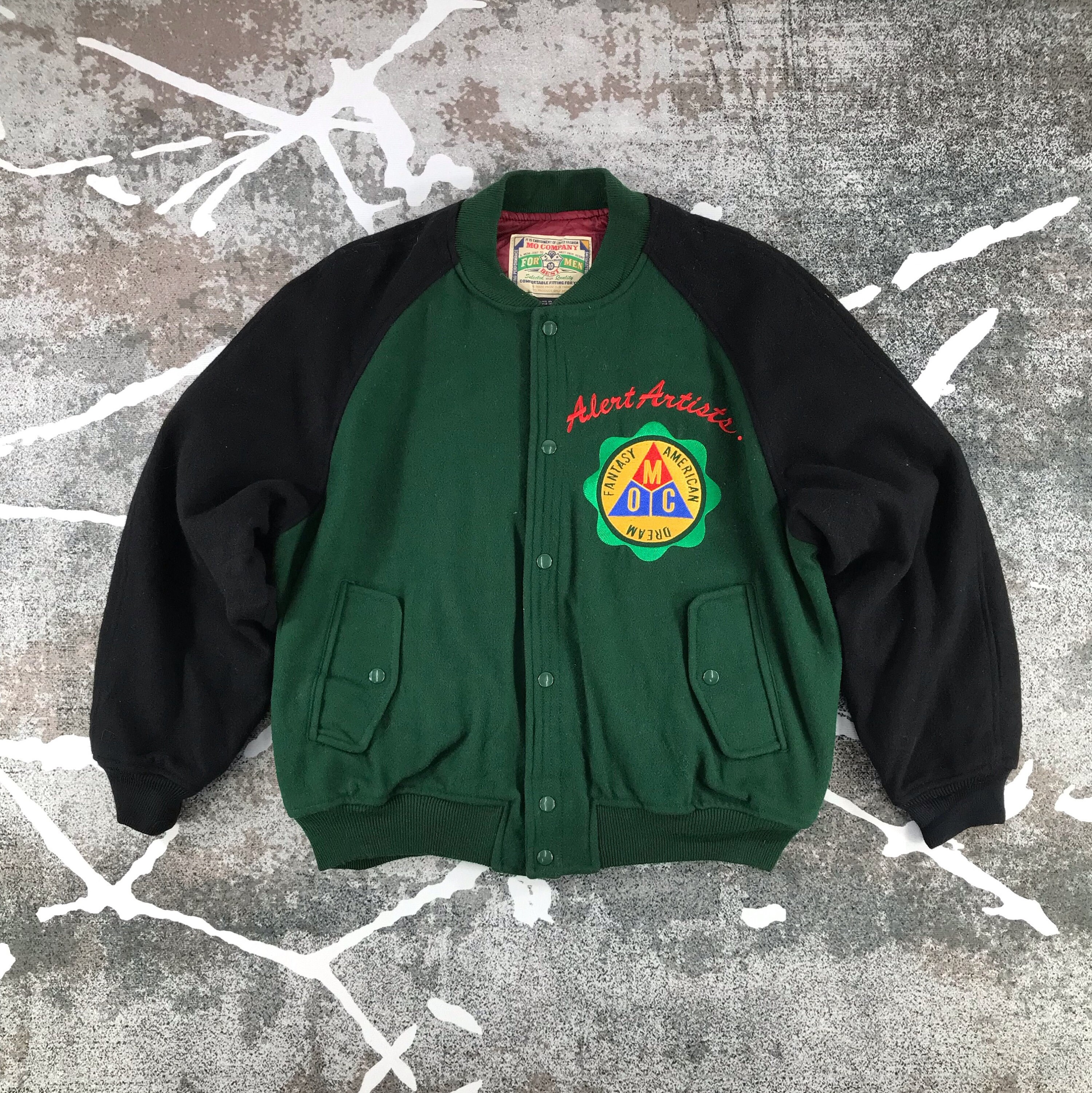 Vintage 80s Alert Artists Varsity Jacket Letterman Jacket Wool Jacket Street Wear Jacket Free Size