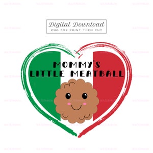 Download digital de almôndega da mamãe, arquivo PNG, design para imprimir e cortar, projeto DIY fácil, presente de bebê neutro de gênero italiano